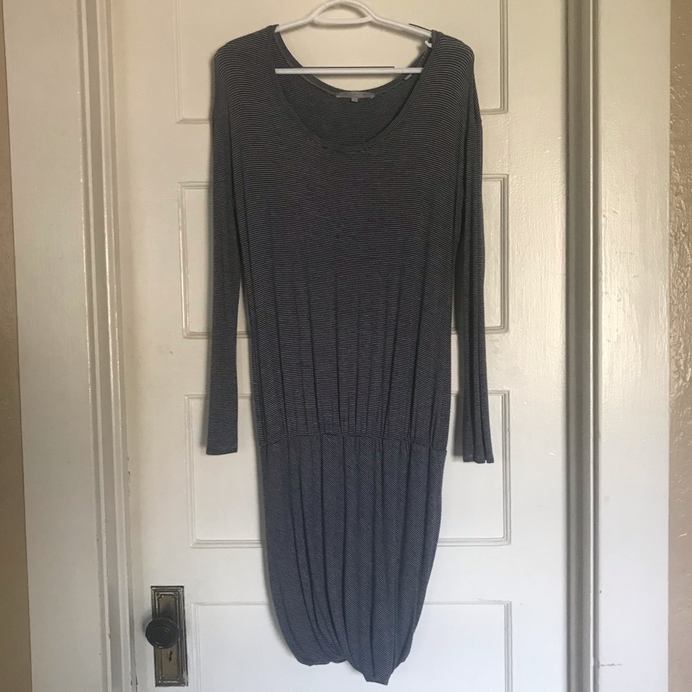 Striped Long Sleeve Dress w Elastic Waist